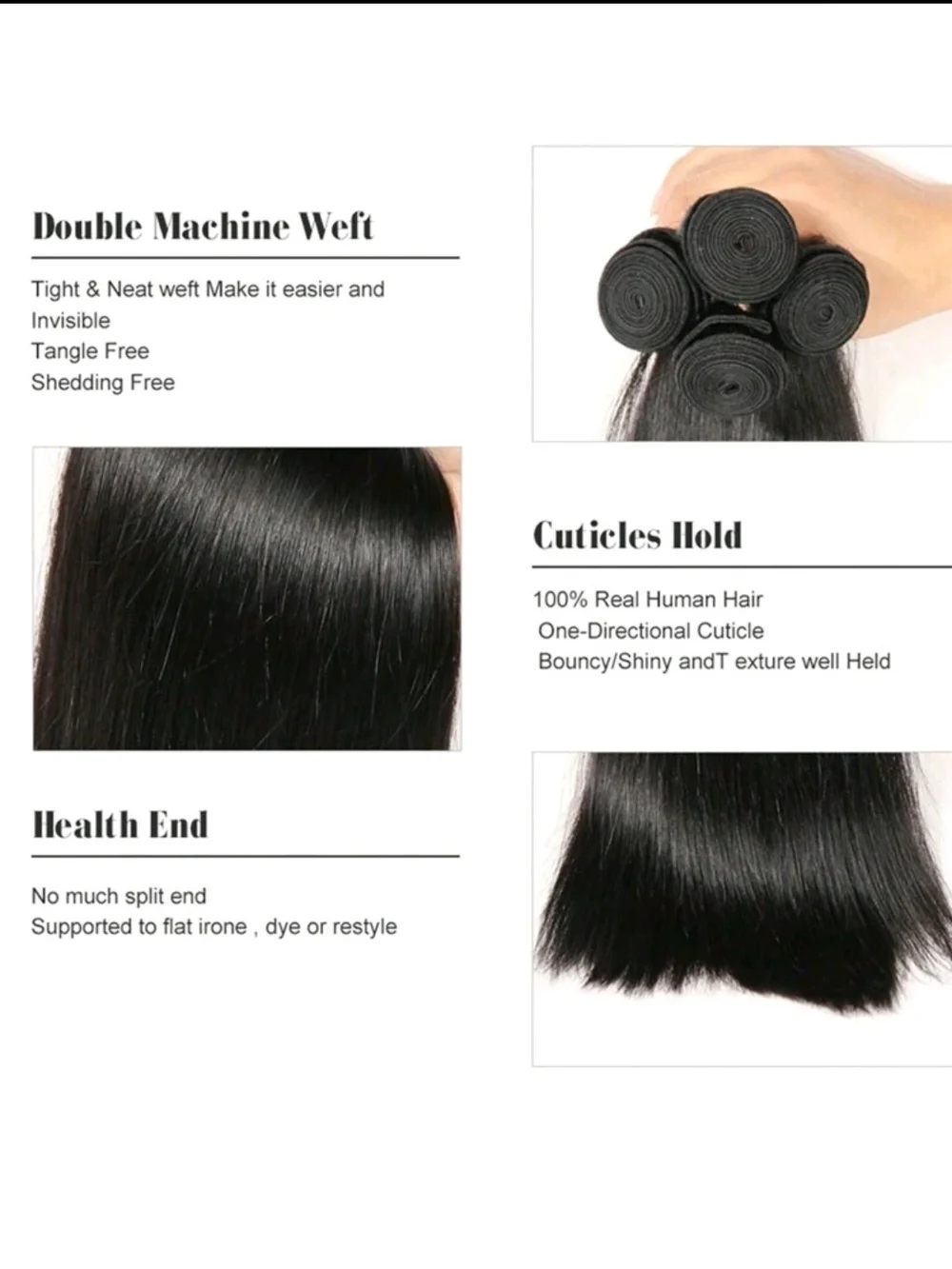 Human Hair 4 Pcs Bundles 1 Pc Closure 20